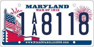 MD license plate 1AA8118