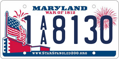 MD license plate 1AA8130