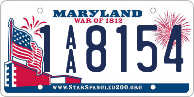 MD license plate 1AA8154