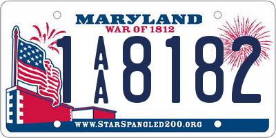 MD license plate 1AA8182