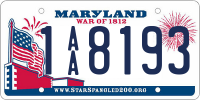 MD license plate 1AA8193