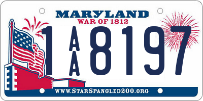 MD license plate 1AA8197