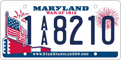 MD license plate 1AA8210