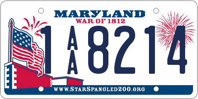 MD license plate 1AA8214