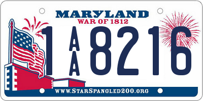 MD license plate 1AA8216