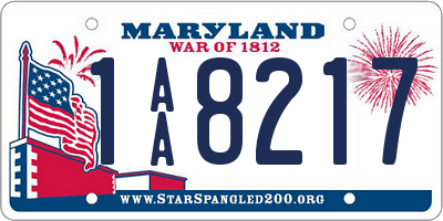 MD license plate 1AA8217