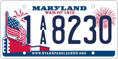 MD license plate 1AA8230