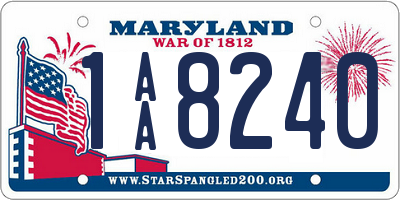 MD license plate 1AA8240