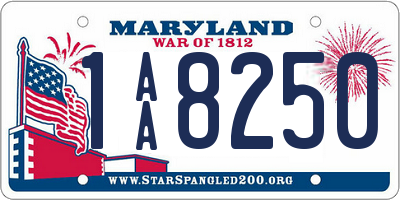 MD license plate 1AA8250