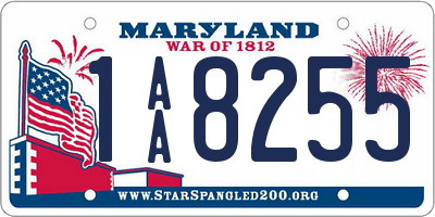 MD license plate 1AA8255