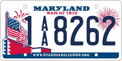 MD license plate 1AA8262