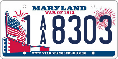 MD license plate 1AA8303