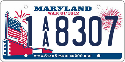 MD license plate 1AA8307