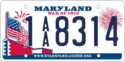 MD license plate 1AA8314