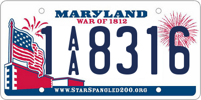 MD license plate 1AA8316