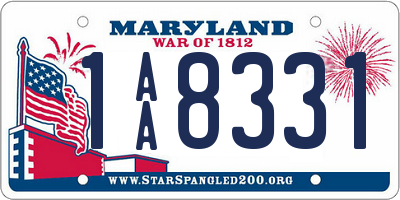 MD license plate 1AA8331