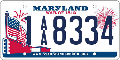 MD license plate 1AA8334