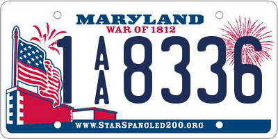 MD license plate 1AA8336