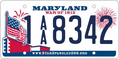 MD license plate 1AA8342