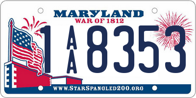 MD license plate 1AA8353