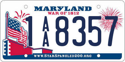 MD license plate 1AA8357