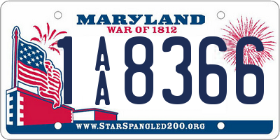 MD license plate 1AA8366
