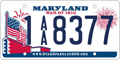MD license plate 1AA8377