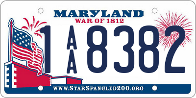 MD license plate 1AA8382