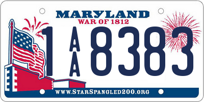 MD license plate 1AA8383