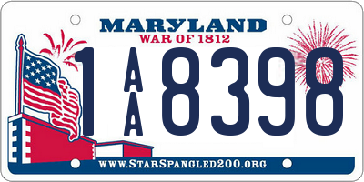 MD license plate 1AA8398