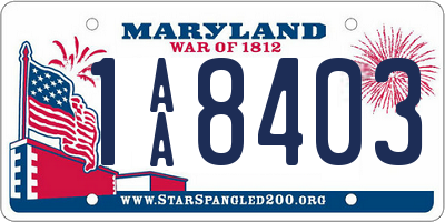 MD license plate 1AA8403