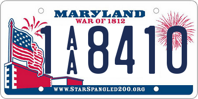 MD license plate 1AA8410