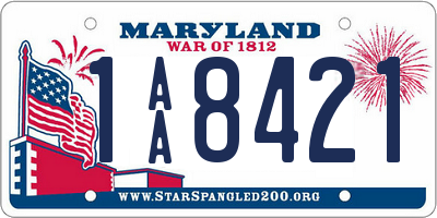 MD license plate 1AA8421