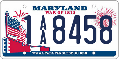 MD license plate 1AA8458