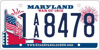 MD license plate 1AA8478