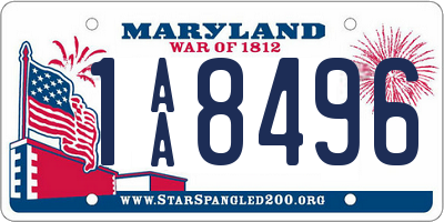 MD license plate 1AA8496