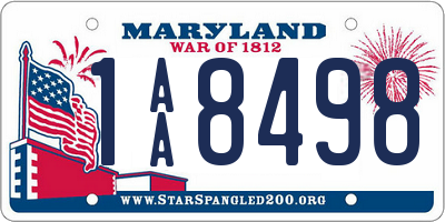 MD license plate 1AA8498