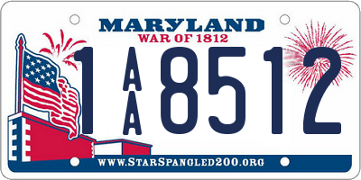 MD license plate 1AA8512