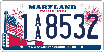 MD license plate 1AA8532