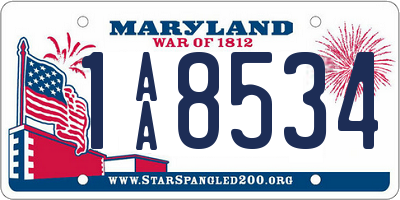 MD license plate 1AA8534