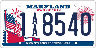 MD license plate 1AA8540