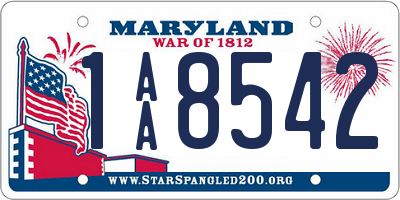 MD license plate 1AA8542