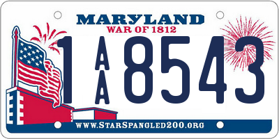 MD license plate 1AA8543