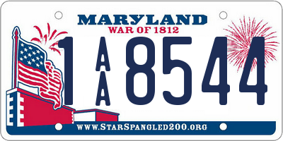 MD license plate 1AA8544