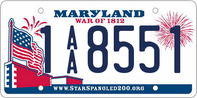 MD license plate 1AA8551