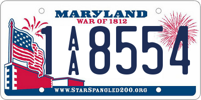 MD license plate 1AA8554