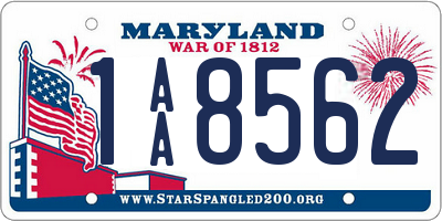 MD license plate 1AA8562