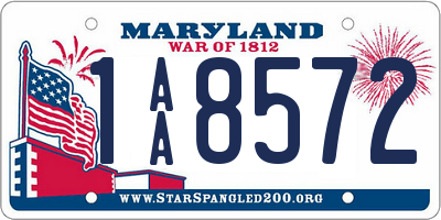 MD license plate 1AA8572