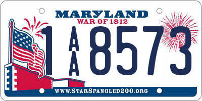MD license plate 1AA8573