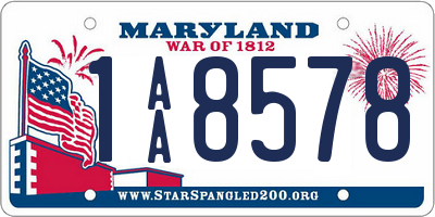 MD license plate 1AA8578